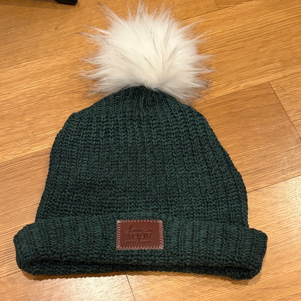 Cozy Knit Pom-Pom Beanie Green